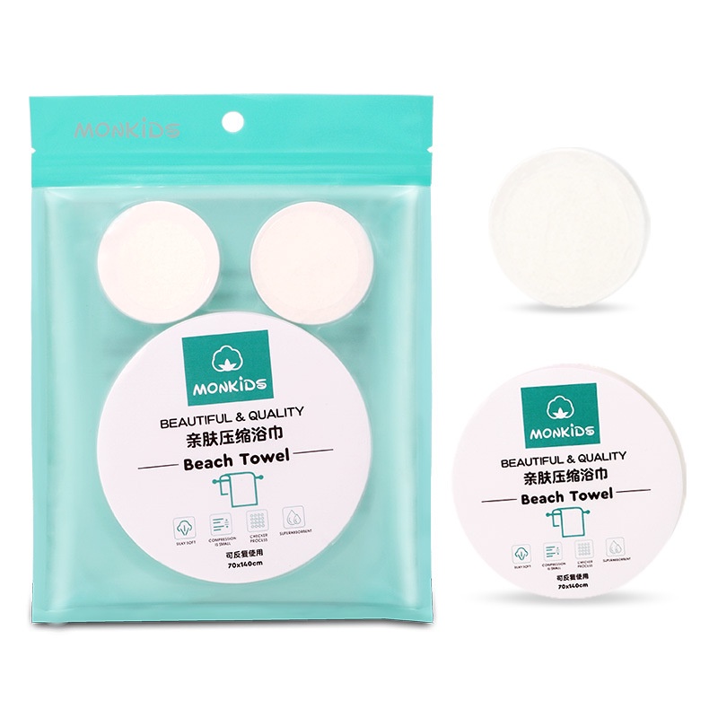 Combo 3 Khăn Nén Monkids Dùng Một Lần (2 Khăn Mặt,1 Khăn Tắm)