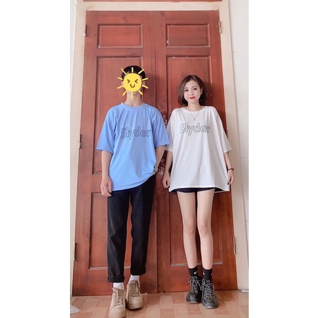 Áo thun cotton tay lỡ dáng rộng —— slyder