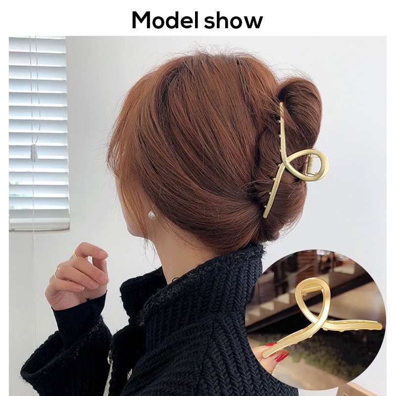 Kẹp tóc Shiny B&amp;S hình học đơn giản màu vàng mờ thời trang Hàn Quốc cho nữ