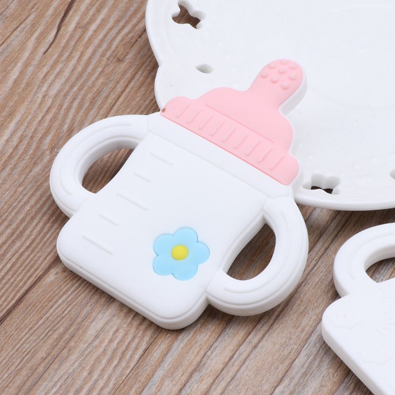 Đồ Chơi Ngậm Nướu Hình Bình Sữa Hoạt Hình Bằng Silicone Dành Cho Trẻ