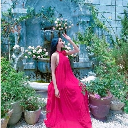[FREESHIP] Đầm Maxi Lụa Dập Ly Vàng Đỏ Xanh