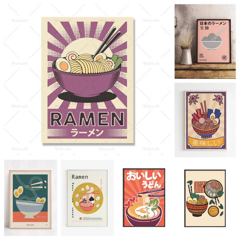 Tranh Vải Bạt Treo Tường In Hình Mì Ramen Và Trứng Phong Cách Nhật Bản Trang Trí Nhà Bếp Nhà Hàng