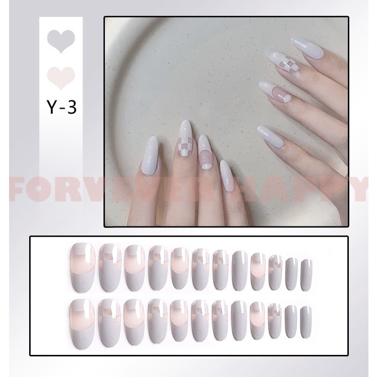 Bộ 24 móng tay giả màu trơn xinh xắn