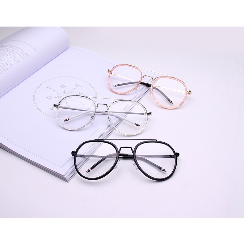 Kính giả cận thời trang nam nữ gọng tròn mắt kính không độ chống tia UV phong cách Hàn Quốc EMOJI 059