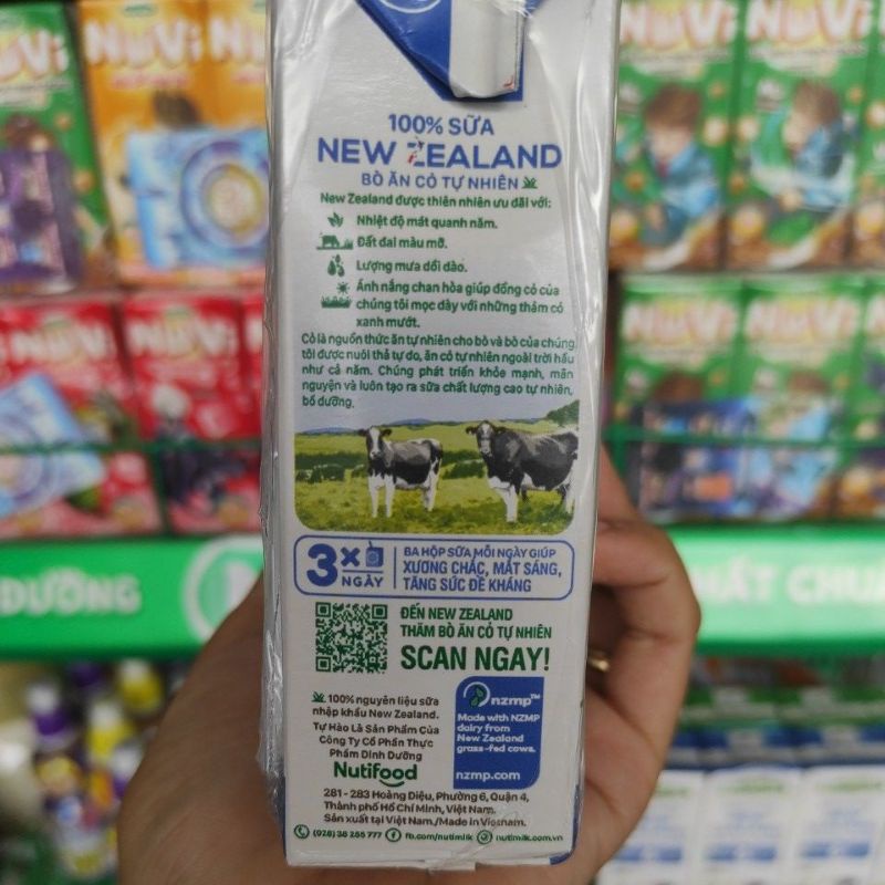 Thùng 48 hộp 180ml Sữa tiệt trùng New Zealand ít đường/ không đường