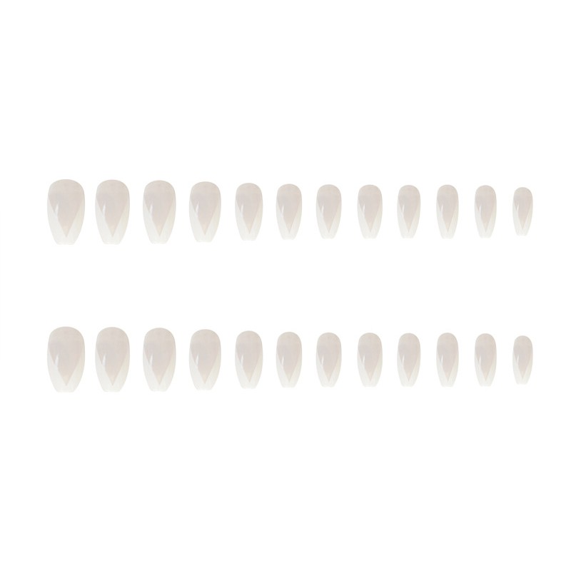 Bộ 24 móng tay giả Nail Nina trang trí nghệ thuật màu trắng V mã 422【Tặng kèm dụng cụ lắp】