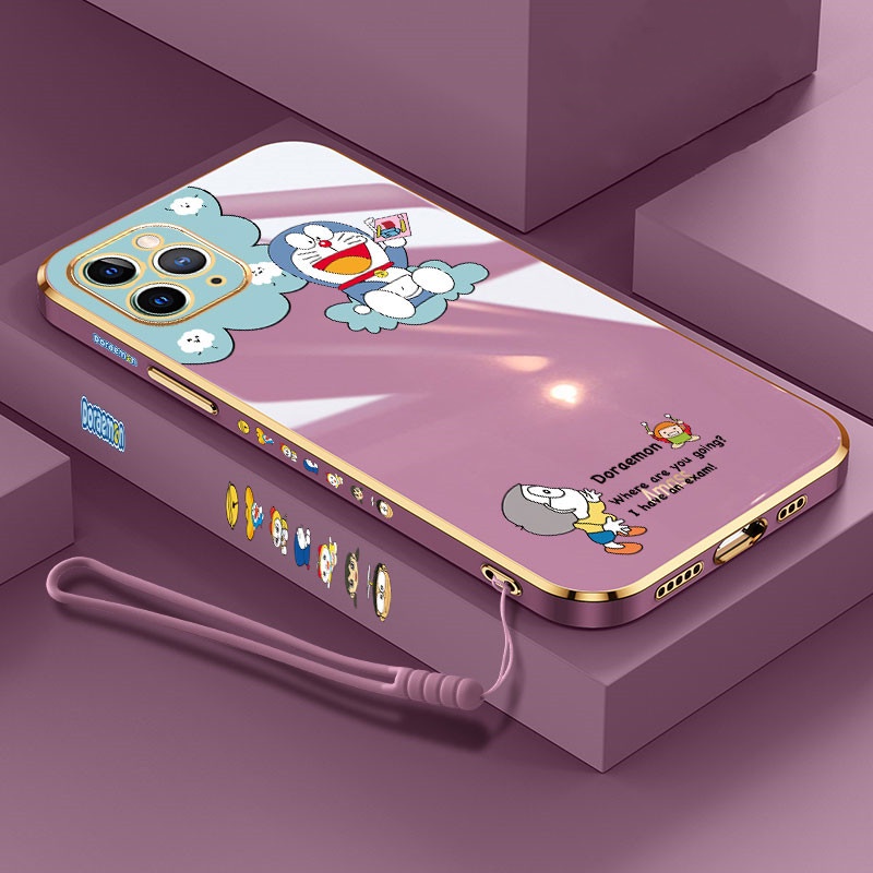 Ốp điện thoại silicon mạ điện họa tiết Doraemon cho IPHONE 13 12 11 PRO MAX 6 6S 7 I8 7+ PLUS X XR XS MAX SE 2020