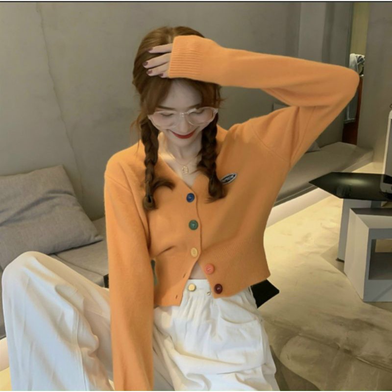 🎀ÁO KHOÁC CARDIGAN THUN GÂN ĐỦ MÀU PHỐI NÚT XINH ĐẸP V897