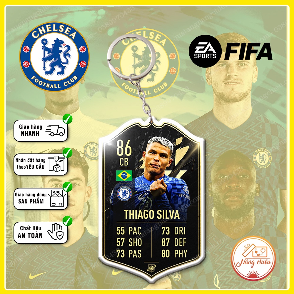 Móc Khóa Thiago Silva, CLB bóng đá Chelsea - In Sắc Nét Dày 2 Mặt
