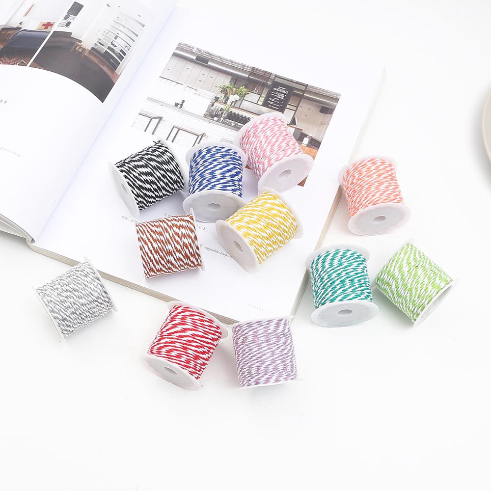 Cuộn dây thừng đôi cotton hai màu 10m dùng làm đồ thủ công trang trí nội thất