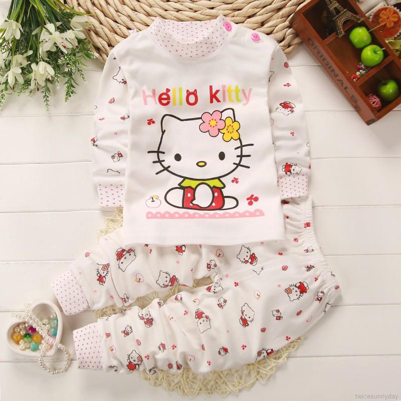 Bộ quần áo ngủ tay dài phong cách hoạt hình dành cho bé