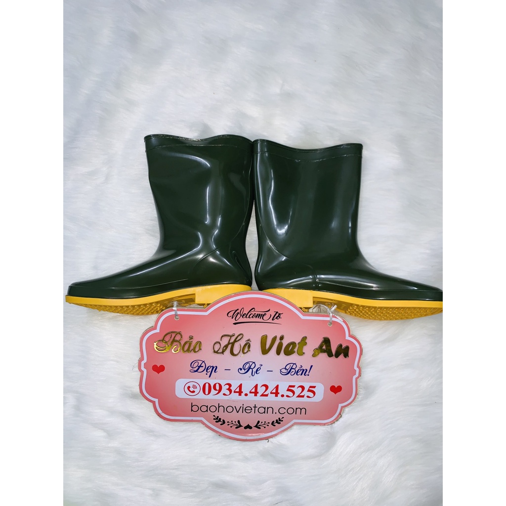 Ủng cao su cổ cao đế vàng TGP màu xanh rêu