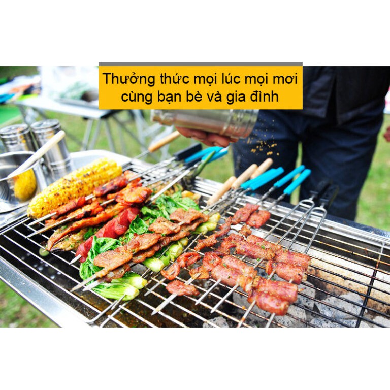 [ Home &amp; Garden ] Lò nướng than inox ngoài trời BBQ Full Set (73 x 33 x 71)cm