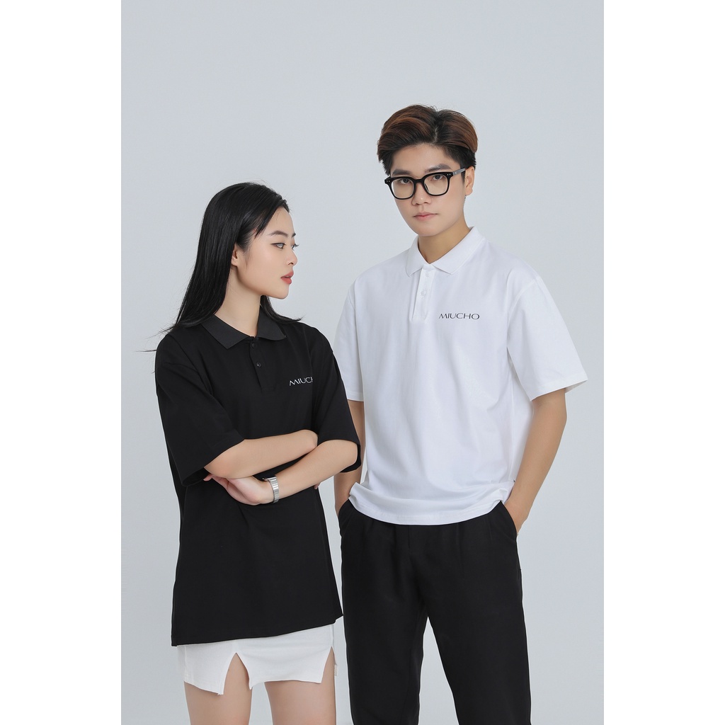 Áo polo nữ form rộng, áo thun polo nữ có cổ đẹp chất cotton form unisex PL041 Miucho in name
