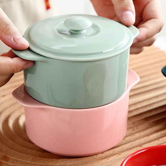 PVN32618 - Tô úp mì, bát sứ có nắp, nồi sứ ăn cháo, phở có nắp và tay cầm tiện lợi, món quà tặng xinh xắn - #batupmy