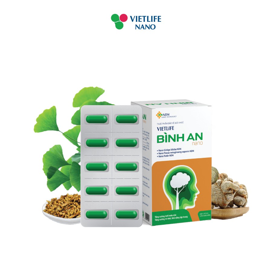 Vietlife Bình An 30 viên - Bộ 5 hộp Đột phá nano dược liệu giúp an não, bình tâm.