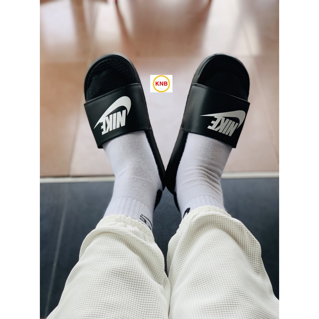 Dép nike nam nữ, dép quai ngang nam nữ unisex nike benassi cartoon ❤️FREESHIP + Hộp❤️ màu đen logo trắng