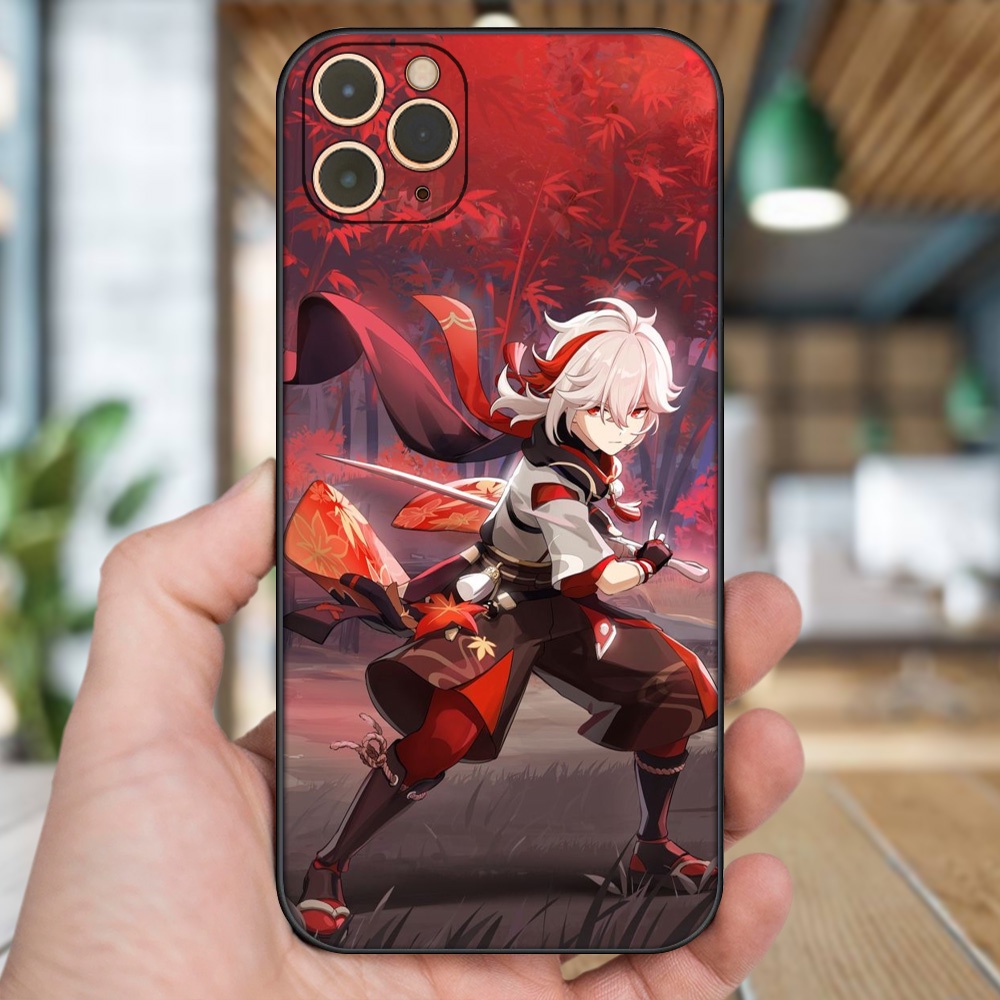 Ốp lưng iPhone 11 Pro Max dẻo đen cạnh vuông in hình Kazuha Genshin Impact