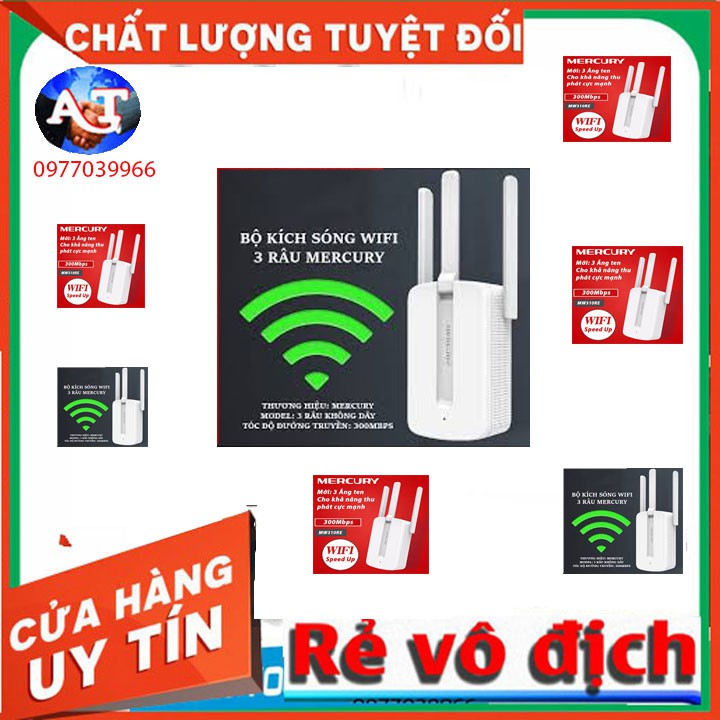 Bộ kích sóng wifi 3 râu Mercury(wireless 300Mbps) cực mạnh,kích sóng wifi,kich wifi,cục hút wiif | BigBuy360 - bigbuy360.vn