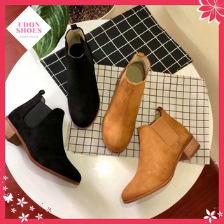 Giày Boot nữ, chất liệu si da lộn, đế dẻo chống trượt