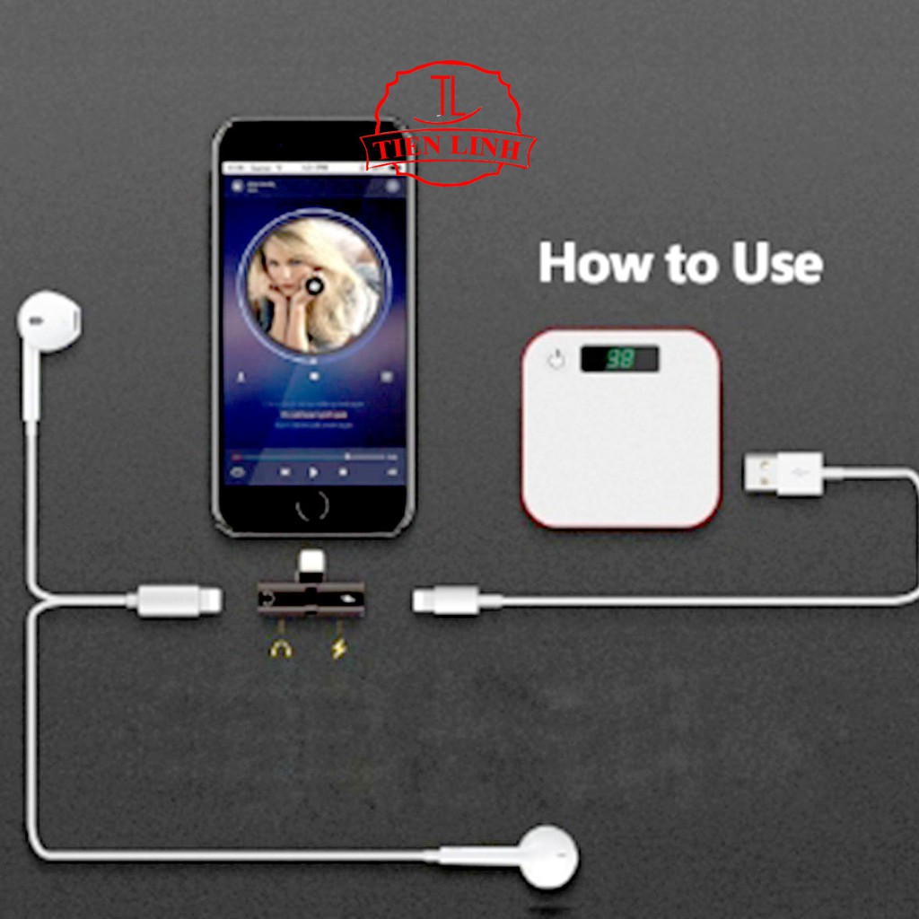 Đầu chuyển đổi âm thanh cho iP 7 8 Plus X Sạc/Âm Thanh 2 trong 1 Sạc Cho Jack Cắm, cáp sạc để Tai Nghe Cáp AUX-Đen