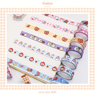 1 Cuộn Băng Keo Washi Tape 5m Phong Cách Hoạt Hình Trang Trí Sổ Bullet Journal