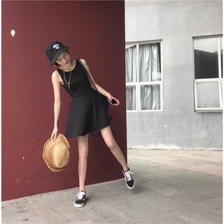 [NGODT1120 - giảm thêm 15k]  Váy xòe hở lưng màu đen