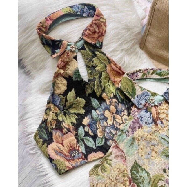 Áo 2 Dây Thổ Cẩm Rút Ngực , Phong Cách Retro Croset Pháp ( KÈM ẢNH THẬT ) | BigBuy360 - bigbuy360.vn