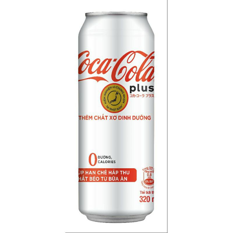 THÙNG 24 LON COCA COLA PLUS FHOSU BỔ XUNG CHẤT XƠ HẠN CHẾ CHẤT BÉO TỪ BỮA ĂN GIẢM CÂN KHÔNG ĐƯỜNG 330ml