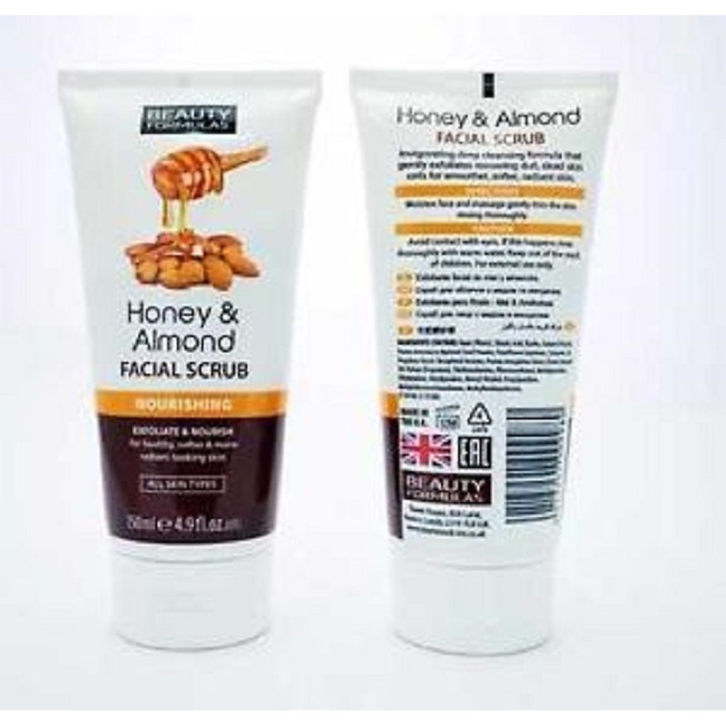 Sữa rửa mặt Beauty Formulas Honey and Almond Facial Scrub 150mltẩy tế bào chết mật ong và hạnh nhân