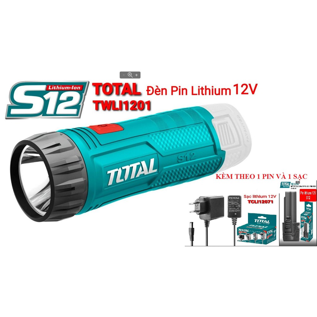 Đèn pin Lithium 12V TOTAL TWLI1201 KÈM 1 PIN VÀ 1 SẠC