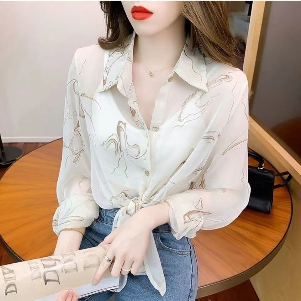 Áo Khoác Voan Mỏng Dáng Rộng In Họa Tiết Xinh Xắn Thời Trang Cho Nữ