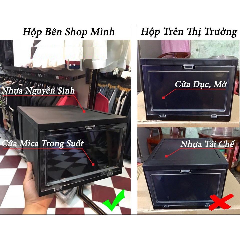 Combo 2 Hộp Đựng Giày Dép Nam, Nữ Nhựa Cứng Nắp Nam Châm Cao Cấp  ( Hàng Loại A - 150k )