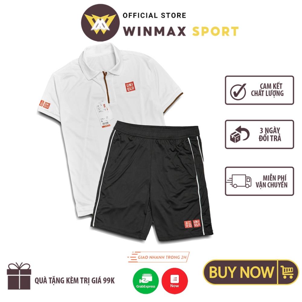 Bộ Quần Áo Thể Thao Nam Uniqlo Phối Màu Trắng Đen - Bộ Quần áo Tennis Cao Cấp, Thời Trang Thể Thao Winmax !
