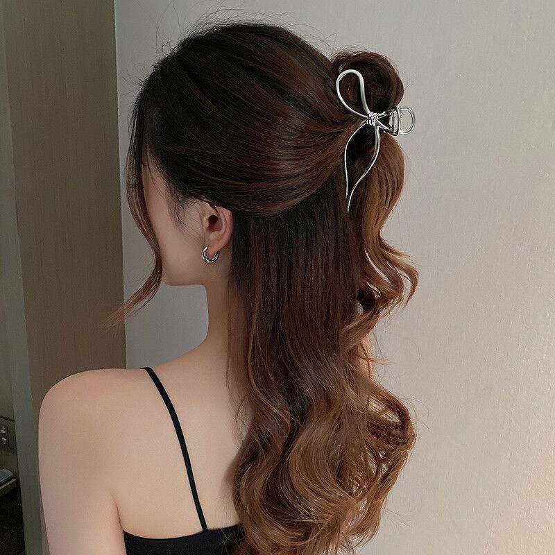Kẹp Tóc Hình Nơ Bằng Kim Loại Đơn Giản
