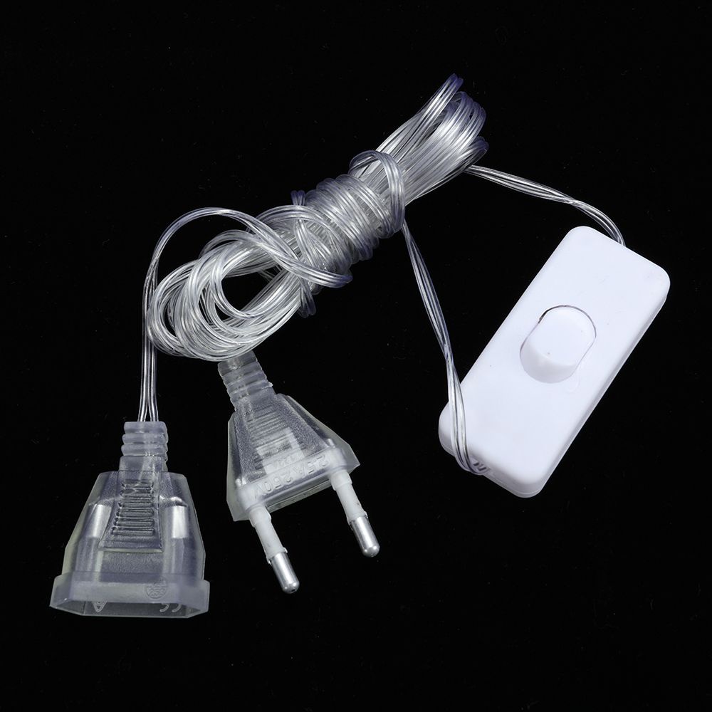 Dây đèn LED nối dài 3m 220V trong suốt kèm công tắc kiểu Châu Âu trang trí giáng sinh