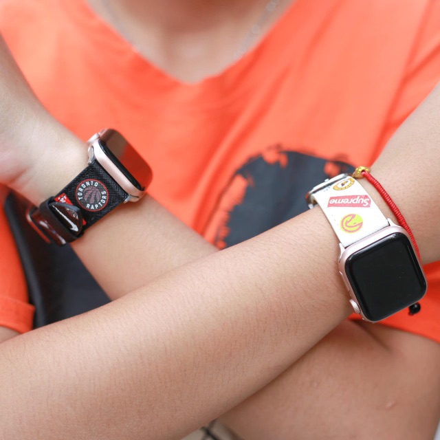 DÂY DA SUPERME 2 màu đen trắng dành cho APPLE WATCH