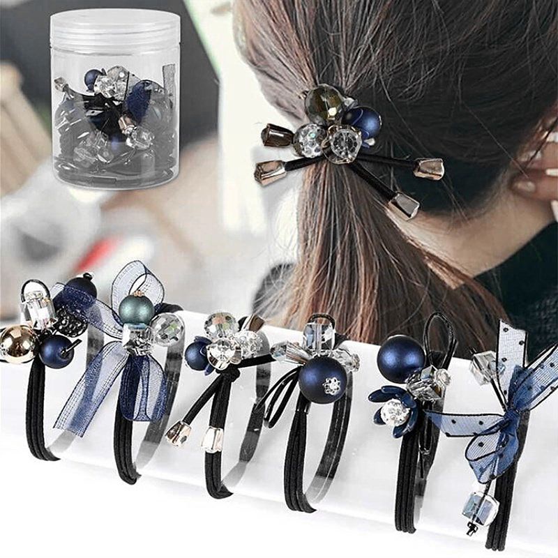 Set 6 đồ cột tóc nữ cao cấp, đồ cột tóc đá nơ
