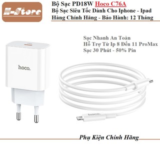 Bộ Sạc Nhanh Siêu Tốc - PD 18W Cho Iphone, Ipad - Hoco C76A - Hàng Chính Hãng - Bảo Hành 12 Tháng