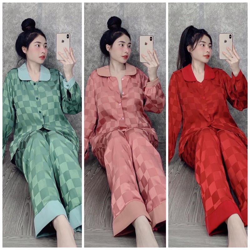 Đồ bộ g.ấ.m ô cao cấp tay dài cổ sen quần dài