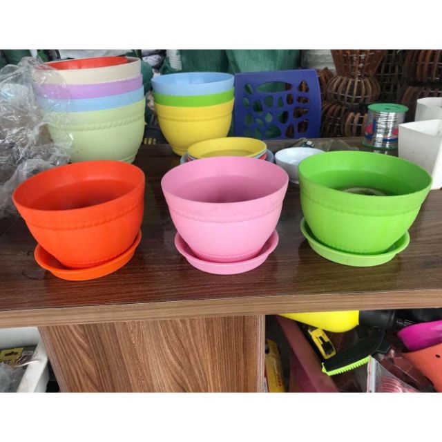 Chậu nhựa tròn kèm đĩa size 2 (20x14cm)