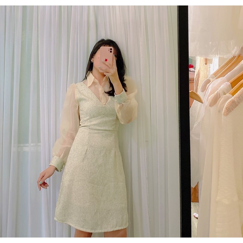 [mẫu đầm tết 2021] Đầm nữ cực dễ thương mặc đự tiệc dạo phố cực xinh chất vải dày dặn mã [BỐ ĐEN]