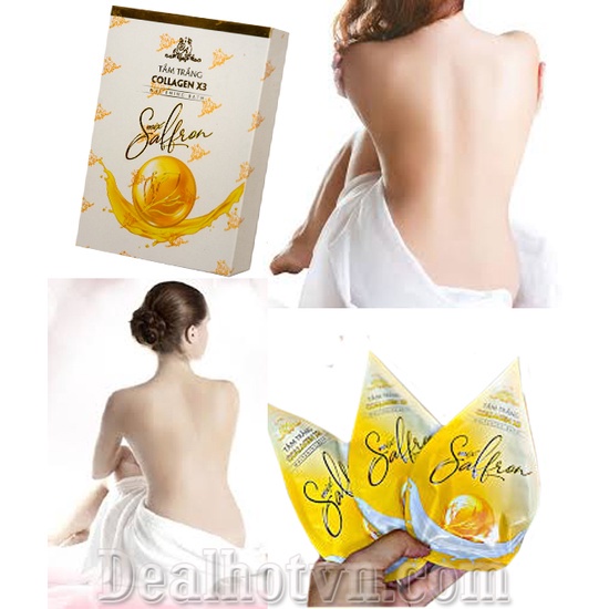 Tắm trắng Collagen x3 ✔️FREESHIP✔️ Mix Saffron Trắng da phục hồi chăm sóc da cấp ẩm 1 HỘP 3 GÓI