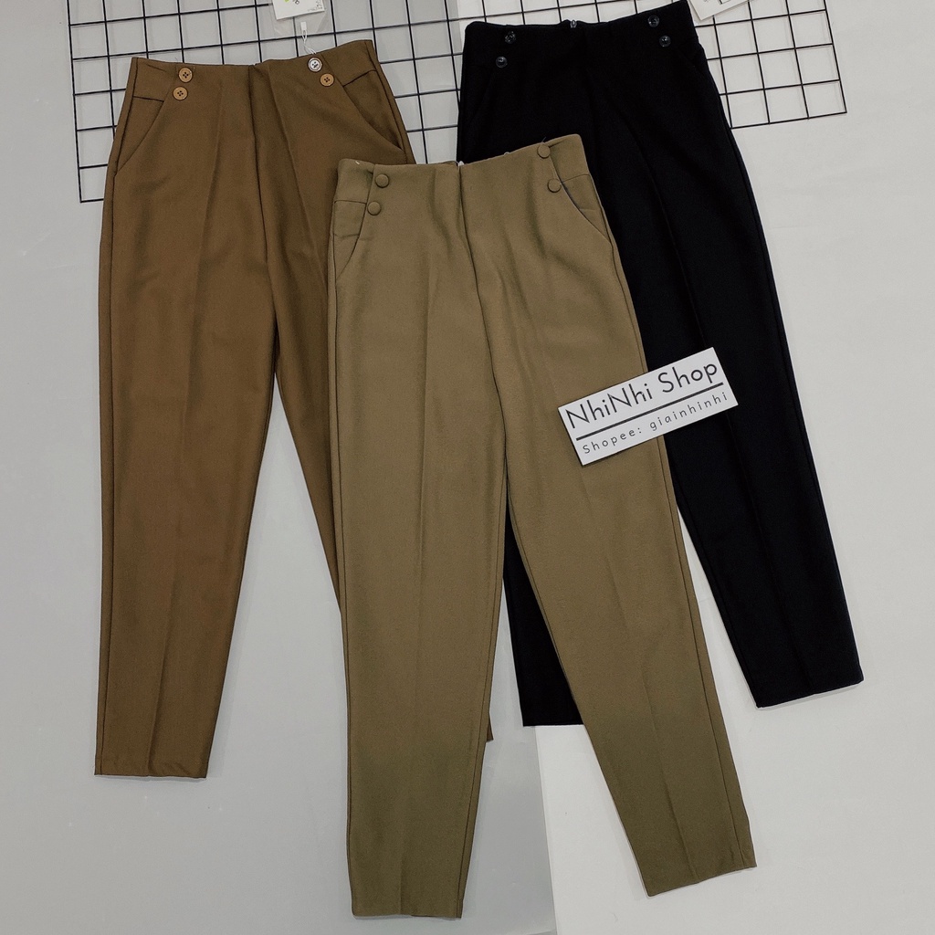 Quần vải dáng baggy khóa sau lưng, Quần vải dáng dài công sở QS052 - NhiNhi Shop