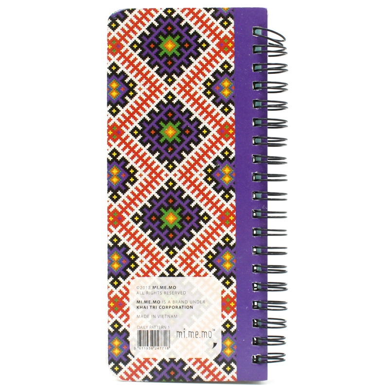 Sổ Tay Lò Xo Kẻ Ngang Daily Pattern 1 Khai Trí Stationery - Gáy Tím