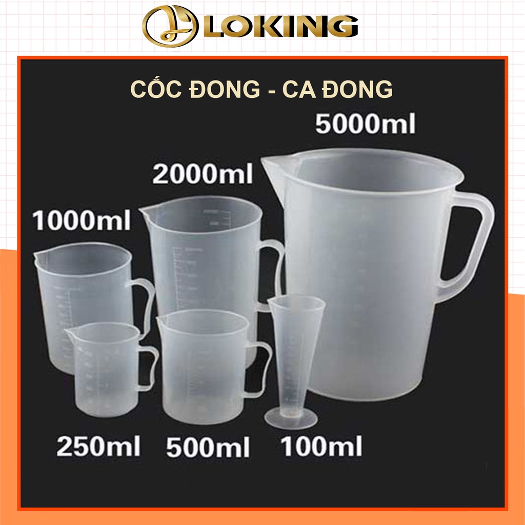 Cốc đong, ca đong định lượng pha chế bằng nhựa trong suốt vạch chia - LOKING