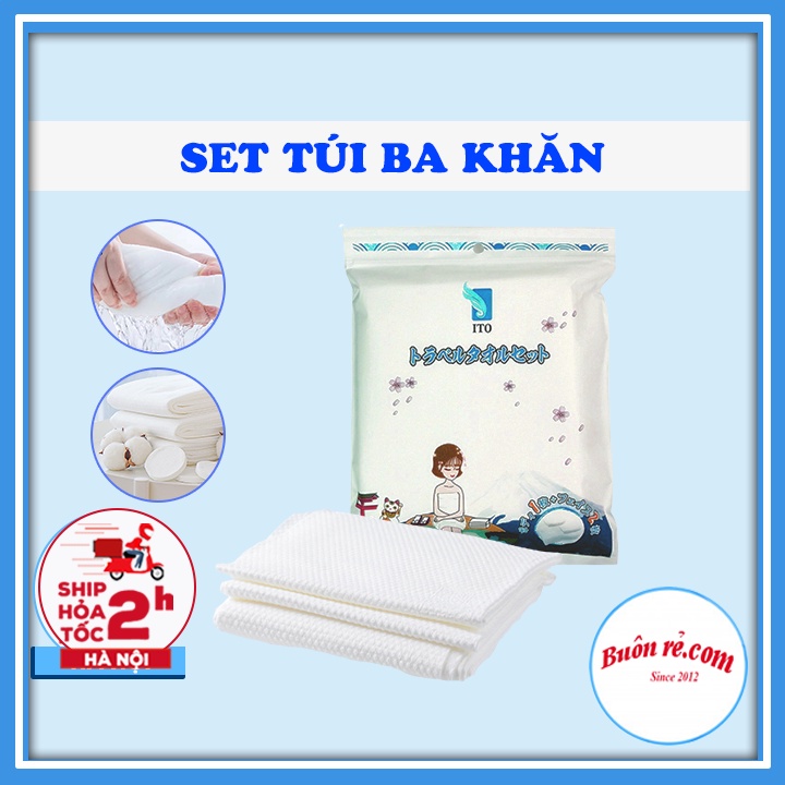 Set 3 món khăn tắm, khăn mặt khô, du lịch dùng một lần - Set khăn tắm, khăn mặt khô du lịch tiện lợi Br01615