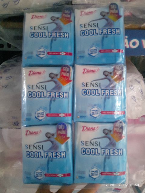 Combo 6 gói Diana Sensi Cool Fresh mỏng cánh
