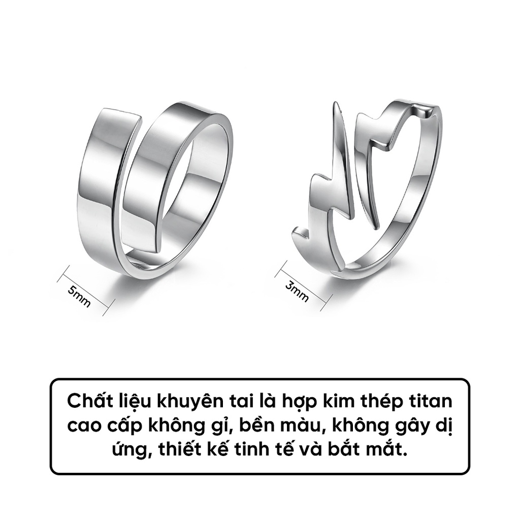 Nhẫn Nam Nữ Thép Titan Không Gỉ Phong Cách Punk Cá Tính R04