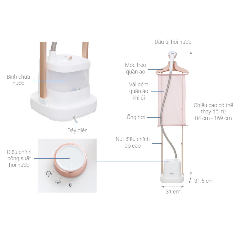 Bàn ủi hơi nước đứng Panasonic NI-GWE080WRA